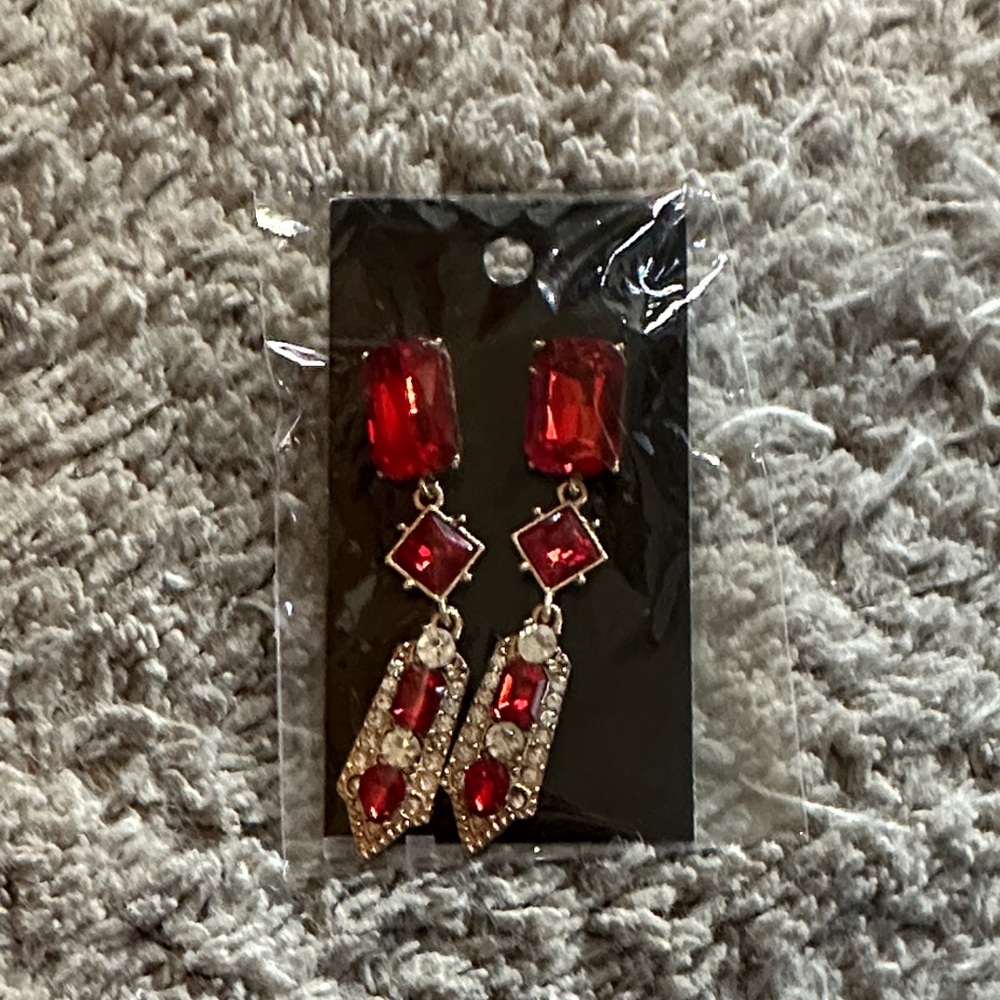 Radiant Ruby Red Dangle Earrings